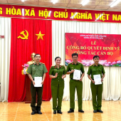 Công an xã Hỏa Lựu công bố các quyết định về công tác cán bộ