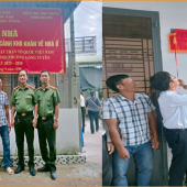 Phòng Kỹ thuật nghiệp vụ và ngoại tuyến, Công an thành phố Cần Thơ phối hợp các đơn vị và mạnh thường quân trao tặng Nhà Đại đoàn kết cho hộ gia đình khó khăn tại phường Long Tuyền, thành phố Cần Thơ
