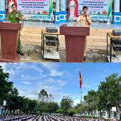 Công an xã Trung Hưng đẩy mạnh tuyên truyền, phổ biến pháp luật cho các em học sinh trên địa bàn.