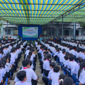 Công an xã Tân Thạnh tuyên truyền phòng, chống ma túy cho cán bộ, giáo viên và học sinh Trường THCS Tân Hưng
