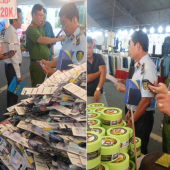 Công an phường Vị Tân phối hợp kiểm tra liên ngành phòng, chống  buôn lậu, gian lận thương mại và hàng giả trên địa bàn