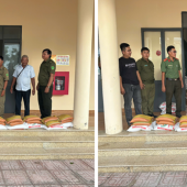 Công an xã Trần Đề phát gạo, lan tỏa tinh thần  tương thân, tương ái