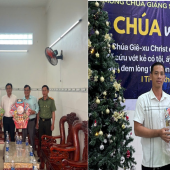 Công an xã Tân Hòa thăm, chúc mừng các cơ sở tôn giáo và  bảo đảm an ninh, trật tự lễ Giáng sinh năm 2025