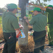 Đoàn Thanh niên Công an xã Thạnh Hòa tham gia Lễ phát động  tổng vệ sinh môi trường xanh, sạch, đẹp