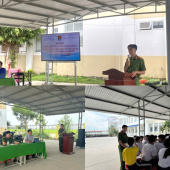 Công an phường Mỹ Quới tuyên truyền, phổ biến, giáo dục pháp luật tại Trường THPT Lê Văn Tám