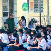 Công an xã Mỹ Phước đẩy mạnh công tác tuyên truyền, phổ biến giáo dục pháp luật trong cao điểm