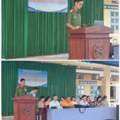 Công an phường Đại Thành tổ chức tuyên truyền phòng, chống ma túy, bạo lực học đường và an toàn giao thông