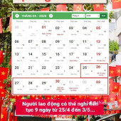 Không có chủ trương hoán đổi ngày làm việc để kéo dài kỳ nghỉ lễ Giỗ Tổ Hùng Vương và 30/4 – 01/5 năm 2026