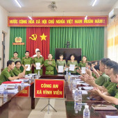 Công an xã Vĩnh Viễn tổ chức lễ công bố quyết định của Trưởng Công an xã về công tác cán bộ