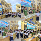 Công an xã Long Phú xây dựng mô hình “Đổi rác thải nhựa lấy cây xanh và dụng cụ học tập”