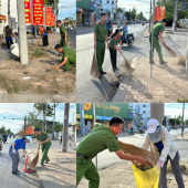 Công an phường Thốt Nốt chung tay bảo vệ môi trường,  hỗ trợ học sinh