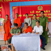 Phòng An ninh nội địa phối hợp ra mắt mô hình “Ngôi chùa Phật giáo Nam tông Khmer thanh tịnh - Nói không với ma túy”