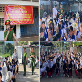 Công an xã Vĩnh Thuận Đông phối hợp nhà trường tổ chức tuyên truyền phòng, chống tác hại các chất ma túy trong học đường