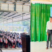 Công an xã Hồ Đắc Kiện ra mắt mô hình “Cổng trường  an toàn giao thông”