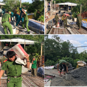 Tuổi trẻ Công an xã Đông Phước chung tay xây dựng cầu giao thông nông thôn