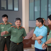 Đại tá Nguyễn Thanh Tràng kiểm tra, đôn đốc thi công Trường Văn hóa CAND III