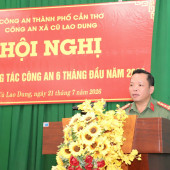 Đại tá Nguyễn Văn Thắng dự Hội nghị sơ kết công tác Công an 6 tháng đầu năm của Công an xã Cù Lao Dung
