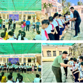 Công an xã Hỏa Lựu phối hợp tổ chức tặng quà cho học sinh  có hoàn cảnh khó khăn trên địa bàn