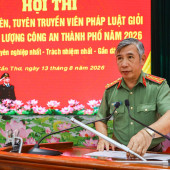 Công an thành phố Cần Thơ tổ chức thành công Hội thi Báo cáo viên, tuyên truyền viên pháp luật giỏi năm 2026