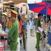 Công an xã Đại Ngãi tăng cường tuyên truyền, vận động tiểu thương chấp hành quy định, không lấn chiếm lòng, lề đường