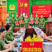 Công an xã Tân Hòa tổ chức Lễ công bố Quyết định về công tác cán bộ