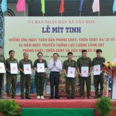 Tân Hòa hưởng ứng “Ngày toàn dân phòng cháy, chữa cháy” và thành lập 14 Đội dân phòng trên địa bàn xã