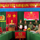 Công an xã Trường Long Tây tổ chức Lễ Công bố quyết định về công tác cán bộ