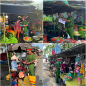 Công an xã Lương Tâm phối hợp tăng cường bảo đảm trật tự, an toàn giao thông, xây dựng chợ văn minh