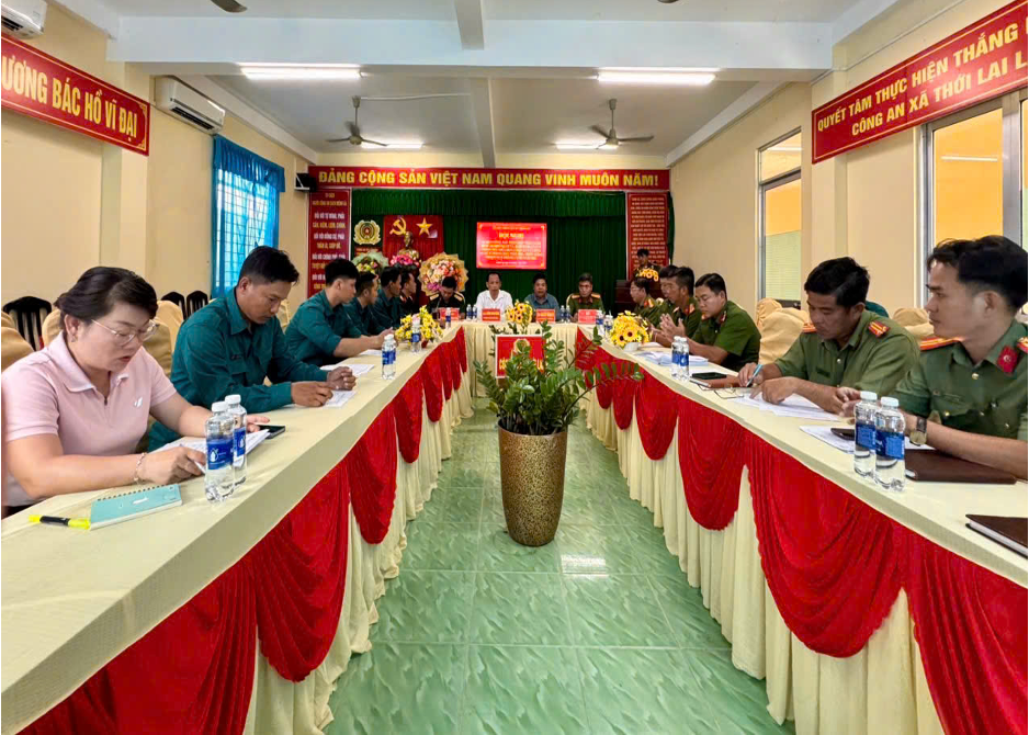 Công an xã Thới Lai tham mưu tổ chức Hội nghị sơ kết công tác phối hợp giữa lực lượng Công an và Quân sự