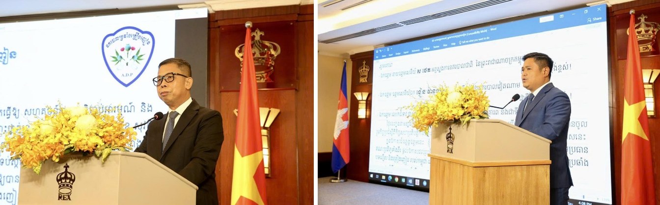 Đại diện lực lượng chức năng hai nước phát biểu tham luận tại Hội nghị.