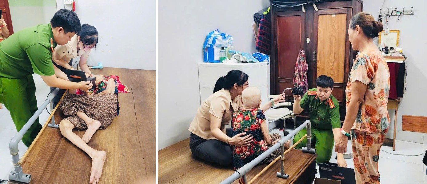 Cán bộ Công an phường đến nhà người dân hỗ trợ cấp căn cước