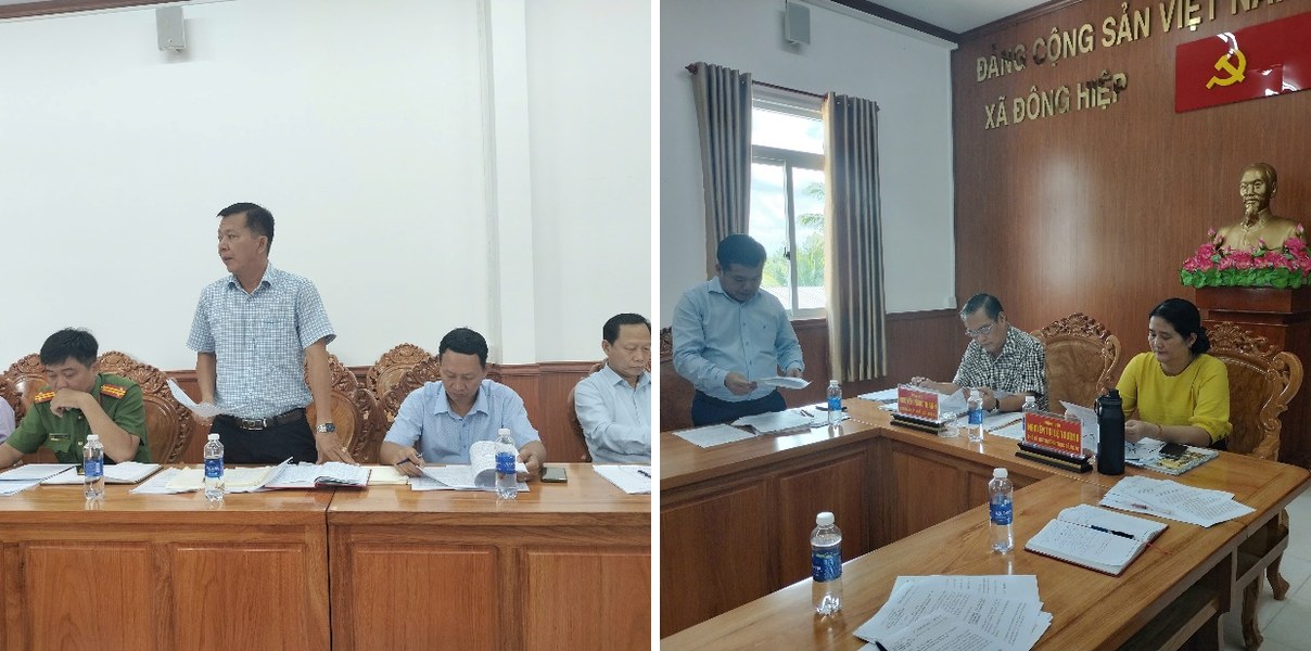 Đại diện các cơ quan trực thuộc Đảng ủy, HĐND, UBND xã tham gia phát biểu tại Hội nghị.