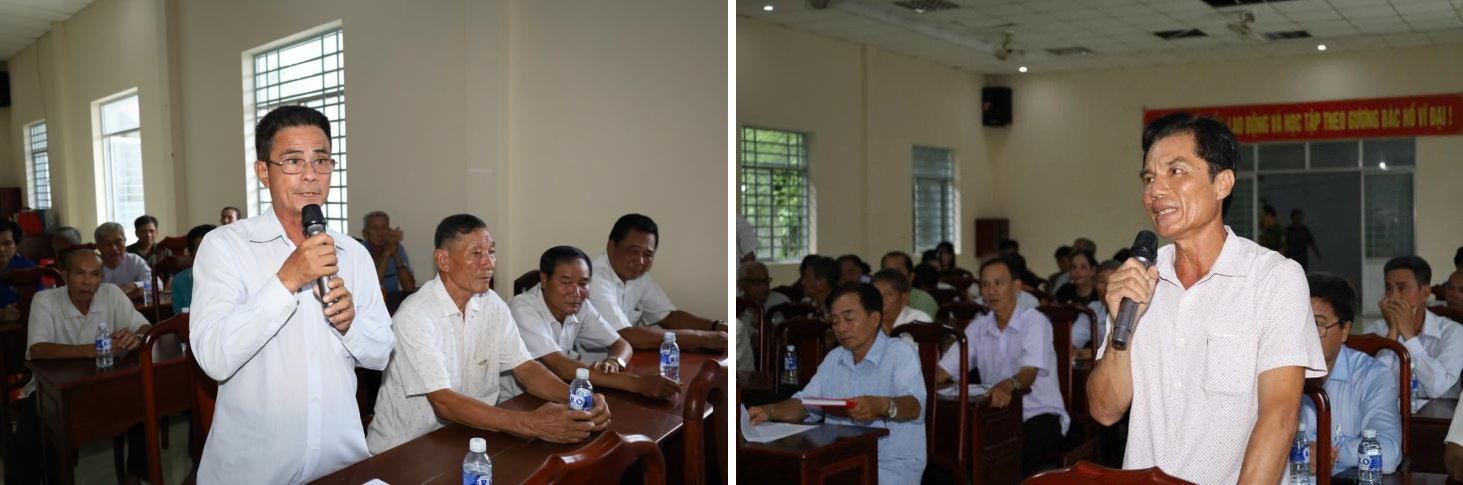 Người dân phát biểu đóng góp ý kiến cho Công an phường tại hội nghị