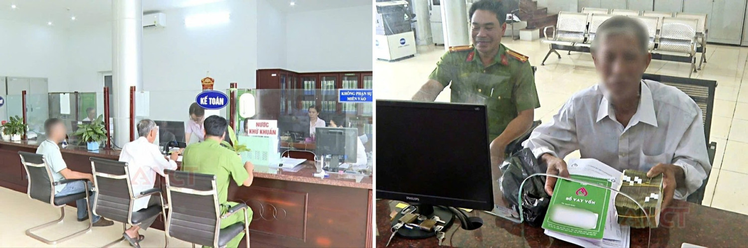 Công an xã hỗ trợ đưa thân nhân gia đình người chấp hành quyết định quản lý sau cai nghiện ma túy tại cộng đồng đến ngân hàng nhận tiền vay