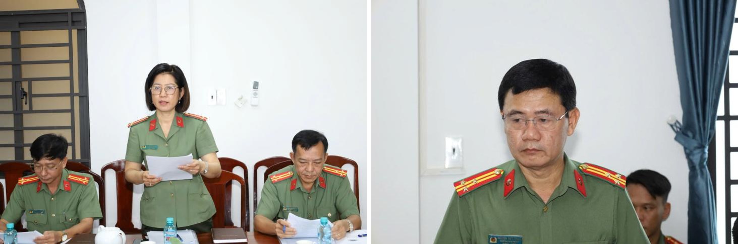 Lãnh đạo Phòng An ninh điều tra phát biểu tại hội nghị.