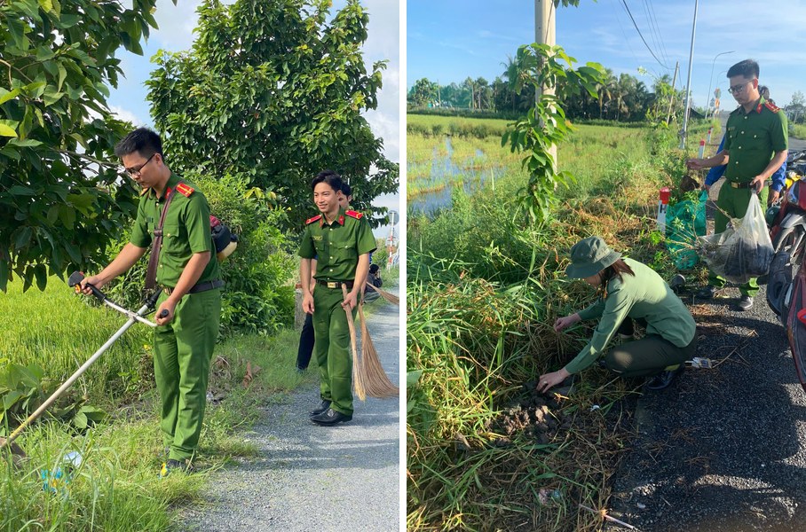 Đội Thanh niên xung kích vì Nhân dân phục vụ ra quân phát quang, dọn dẹp và trồng cây xanh trên tuyến Tỉnh lộ 931.