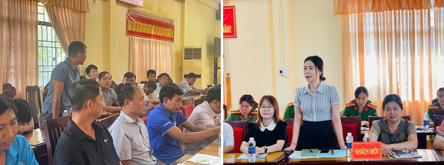 Các đại biểu tham gia ý kiến đóng góp cho lực lượng Công an phường và đại diện Ban Chỉ huy Công an phường tiếp thu ý kiến của các đại biểu