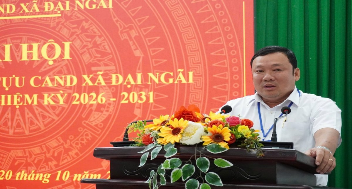 Đồng chí Nguyễn Công Bằng, Phó Bí thư thường trực Đảng ủy, Chủ nhiệm Ủy ban kiểm tra Đảng ủy xã phát biểu chỉ đạo tại Đại hội.
