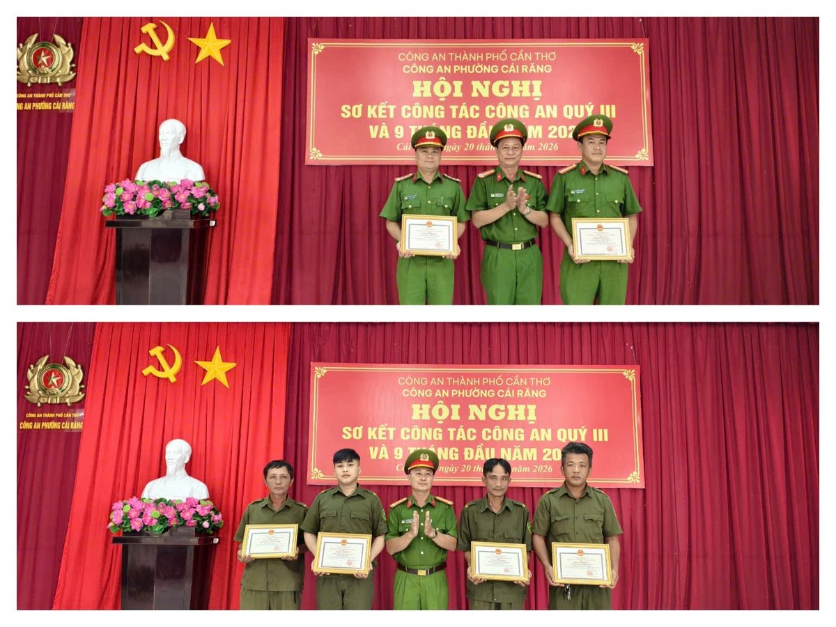 Ban Chỉ huy Công an phường trao khen thưởng cho cán bộ, chiến sĩ Công an phường và lực lượng tham gia bảo vệ an ninh, trật tự ở cơ sở đã có thành tích xuất sắc trong chiến dịch VNeID và trong công tác đấu tranh phòng, chống tội phạm