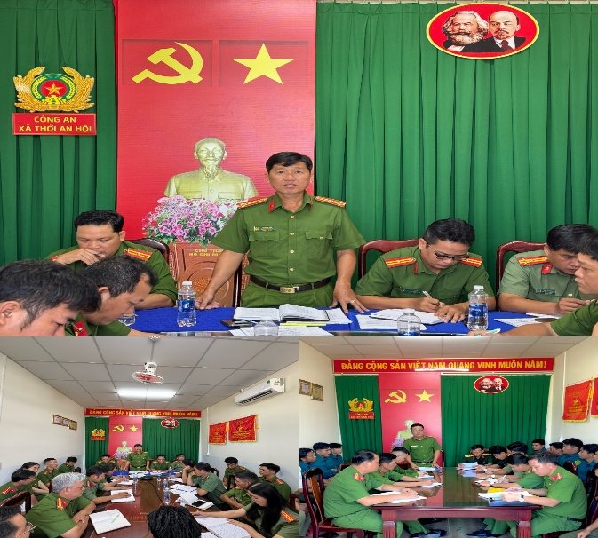 Công an xã Thới An Hội họp triển khai nhiệm vụ đến từng cán bộ, chiến sĩ và Lực lượng tham gia bảo vệ an ninh, trật tự cơ sở
