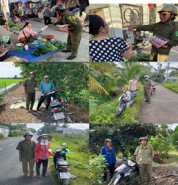 Lực lượng tham gia bảo vệ an ninh, trật tự ở cơ sở tuyên truyền, nhắc nhở người dân bảo vệ tài sản trong lao động sản xuất