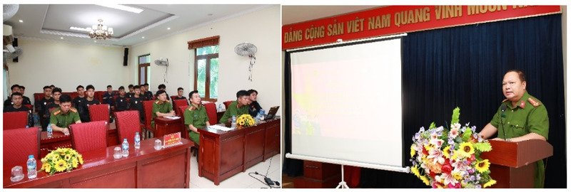 Đại tá Hoàng Ngọc Huynh, Phó Cục trưởng Cục Cảnh sát PCCC và CNCH phát biểu tại buổi tổng duyệt.