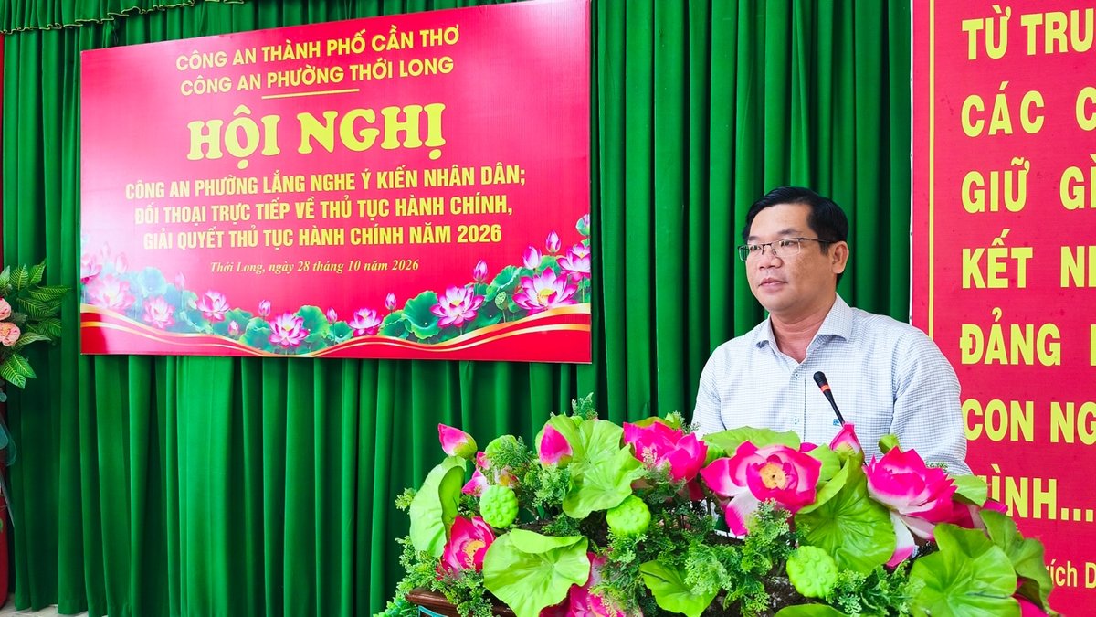 Đồng chí Nguyễn Thanh Nhanh, Phó Bí thư Đảng ủy, Chủ tịch UBND phường phát biểu chỉ đạo tại hội nghị